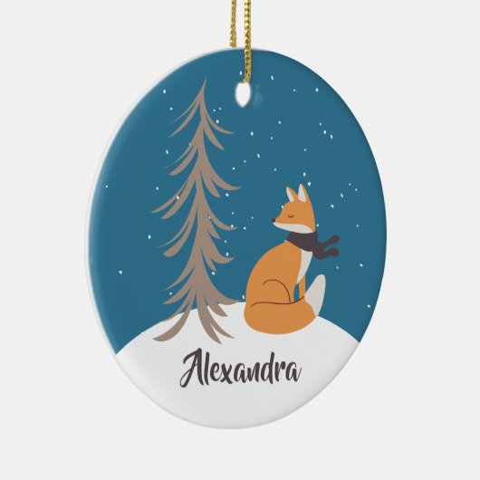 Waldtiere Weihnachtsfox Keramik Ornament (Rechts)