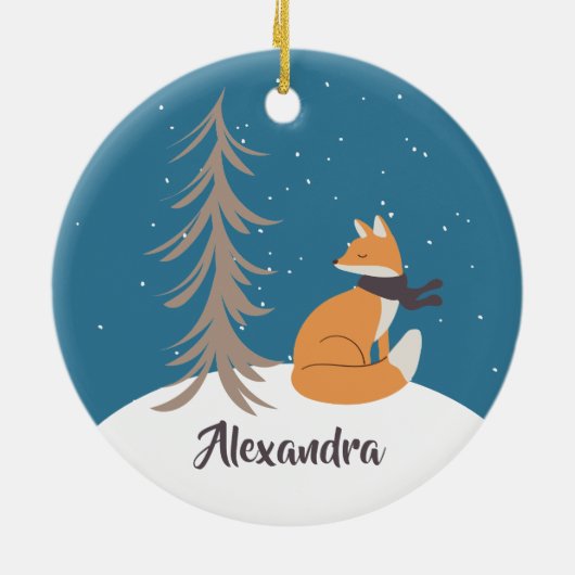 Waldtiere Weihnachtsfox Keramik Ornament (Hinten)