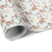 Waldtiere Weihnachtsmuster Nordisch Geschenkpapier (Rolleneckpunkt)