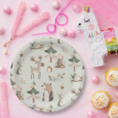 Waldtiere weisen grüne rustikale Babydusche Pappteller (Party)