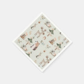 Waldtiere weisen grüne rustikale Babydusche Serviette (Ecke)