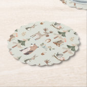 Waldtiere weisen grüne rustikale Babydusche Untersetzer (angewinkelt)