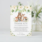 Waldtiere Weiße Elfenbeinblütendusche Dankeskarte (Stehend Vorderseite)