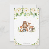 Waldtiere Weiße Elfenbeinblütendusche Dankeskarte (Rückseite)