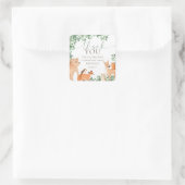 Waldtiere Weiße Geburtstagsgunst Quadratischer Aufkleber (Tasche)