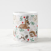 Waldtiere, weiße Weihnachtsmuster Jumbo-Tasse (Vorderseite)