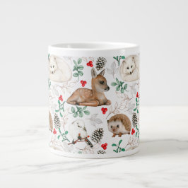Waldtiere, weiße Weihnachtsmuster Jumbo-Tasse
