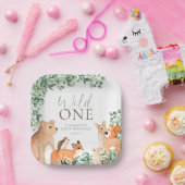 Waldtiere Weiße Wildtiere zum ersten Geburtstag Pappteller (Party)