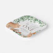 Waldtiere Weiße Wildtiere zum ersten Geburtstag Pappteller (Gewinkelt)