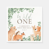 Waldtiere Weiße Wildtiere zum ersten Geburtstag Serviette (Vorderseite)