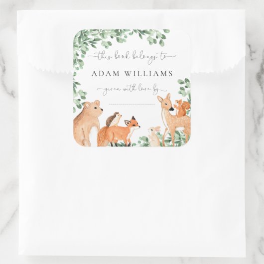 Waldtiere Weißes Buchzeichen Aufkleber (Tasche)