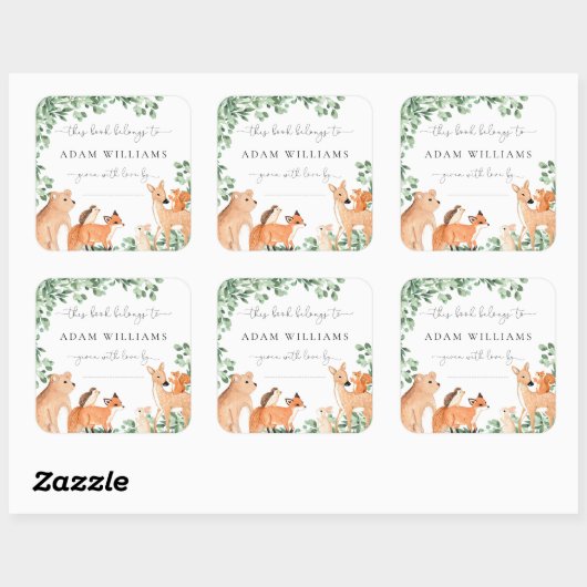 Waldtiere Weißes Buchzeichen Aufkleber (Blatt)