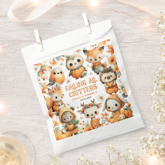 Waldtiere Whimsical Herbst Kindergeburtstag Geschenktütchen (Ausgeschnitten)