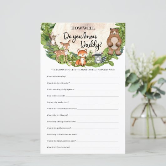 Waldtiere wie gut kennst du Daddy? (Stehend Vorderseite)