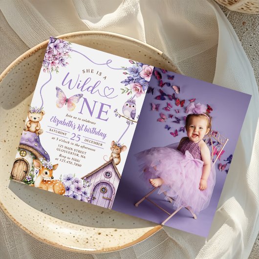 Waldtiere Wild 1. Geburtstags-Foto Einladung