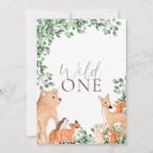 Waldtiere Wild ein erster Geburtstag Einladung (Rückseite)