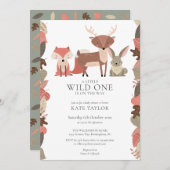 Waldtiere Wild eine neutrale Babydusche Einladung (Vorne/Hinten)