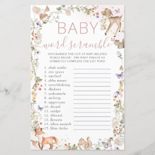 Waldtiere Wildblumen Baby Buchstabenrätsel