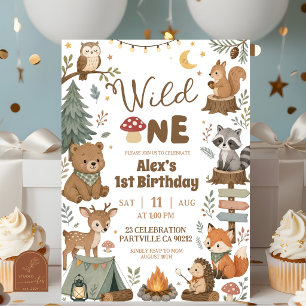 Waldtiere Wilder Junge 1. Geburtstag Einladung