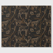 Waldtiere Wildtiere Hirschbären Dunkle Natur Geschenkpapier (Flach)