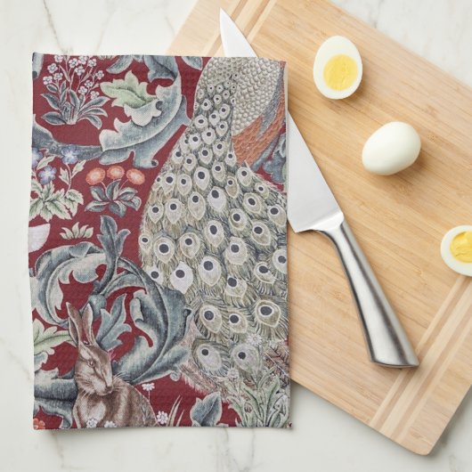 Waldtiere, William Morris Geschirrtuch (Viertel Falte)