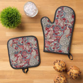 Waldtiere, William Morris Ofenhandschuh & Topflappen-Set (Oben Unten)