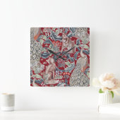 Waldtiere, William Morris Quadratische Wanduhr (Zuhause)