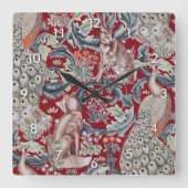 Waldtiere, William Morris Quadratische Wanduhr (Vorderseite)