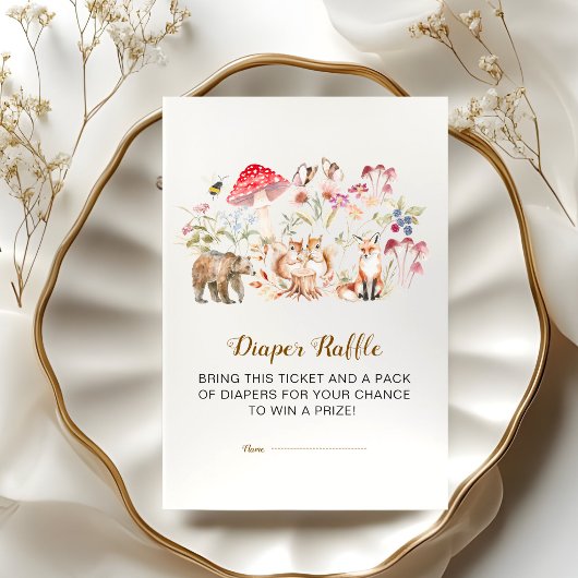 Waldtiere Windel-Raffle Baby Shower Karte