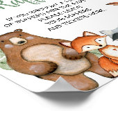 Waldtiere Windeln Raffeln Babyduschzeichen Poster (Ecke)