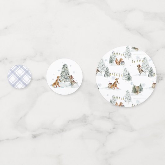 Waldtiere | Winter Birthday Party Konfetti (Rückseiten)