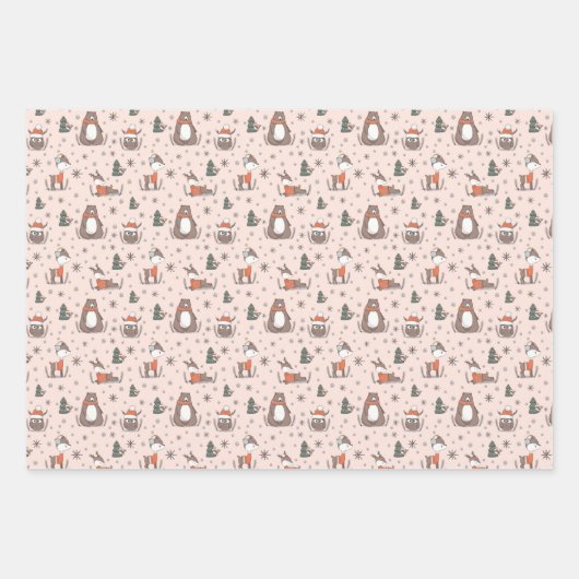 Waldtiere Winter Geschenkpapier Set (Vorderseite)