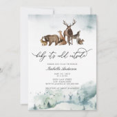 Waldtiere Winter kalt Außendusche Einladung (Vorderseite)