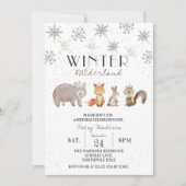 Waldtiere Winter ONEderland Geburtstag Einladung (Vorderseite)