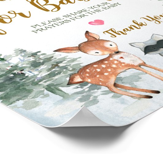 Waldtiere Winter Tiere Waldgebet für Baby Poster (Ecke)