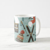 Waldtiere: Winter Vintag nahtlos. Kaffeetasse (VorderseiteRechts)