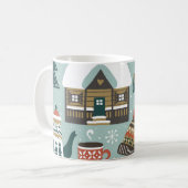 Waldtiere: Winter Vintag nahtlos. Kaffeetasse (Vorderseite Links)