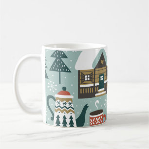 Waldtiere: Winter Vintag nahtlos. Kaffeetasse