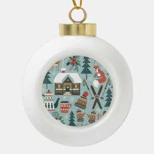 Waldtiere: Winter Vintag nahtlos. Keramik Kugel-Ornament