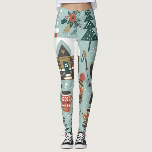 Waldtiere: Winter Vintag nahtlos. Leggings (Vorderseite)