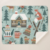 Waldtiere: Winter Vintag nahtlos. Sherpadecke (Vorderseite (Horizontal))
