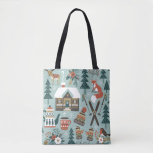 Waldtiere: Winter-Vintage-Nahtlos. Tasche