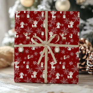 Waldtiere Winter Wonderland Decoupage Red Geschenkpapier