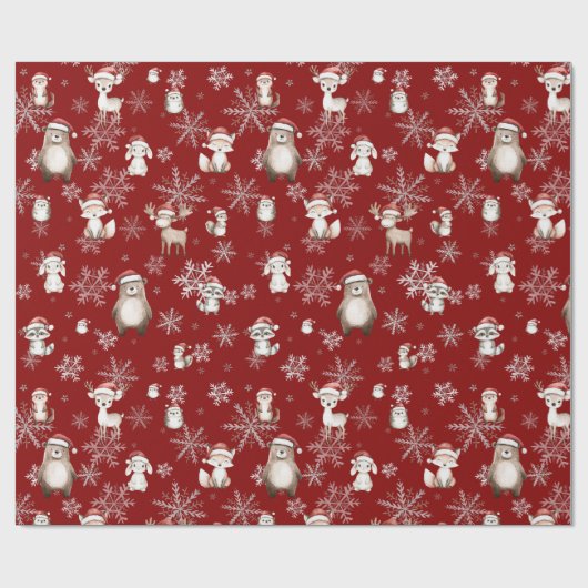 Waldtiere Winter Wonderland Decoupage Red Geschenkpapier (Flach)