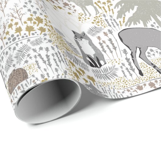 Waldtiere Winterwald Geschenkpapier (Rolleneckpunkt)