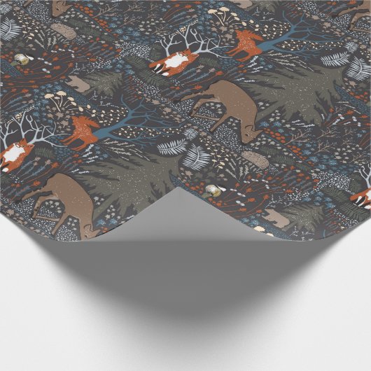 Waldtiere Winterwald Geschenkpapier (Ecke)