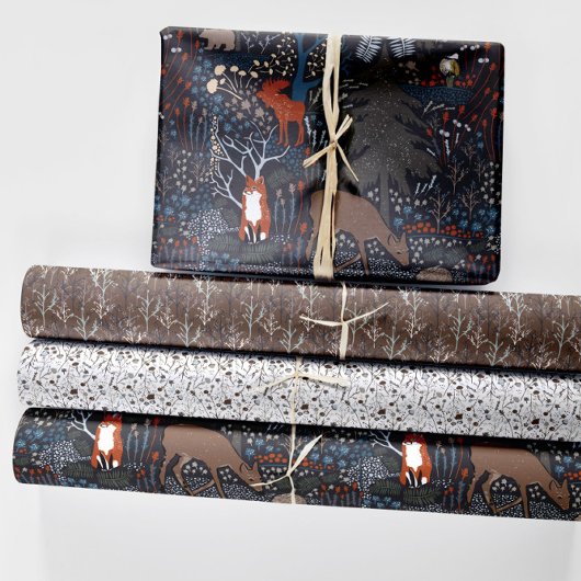 Waldtiere Winterwald Geschenkpapier Set