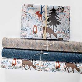 Waldtiere Winterwald Geschenkpapier Set