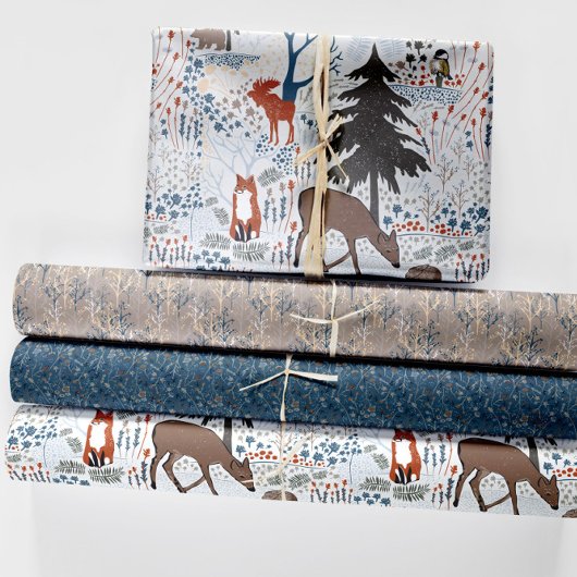 Waldtiere Winterwald Geschenkpapier Set
