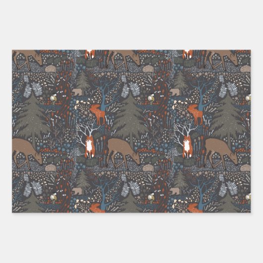 Waldtiere Winterwald Geschenkpapier Set (Vorderseite)
